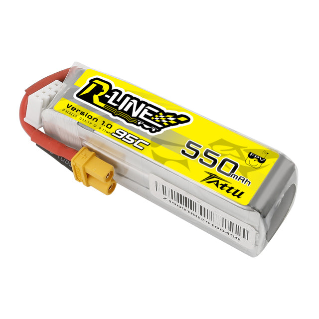 Paquete de batería Lipo Tattu R-Line 550mAh 11.1V 95C 3S1P con enchufe XT30 