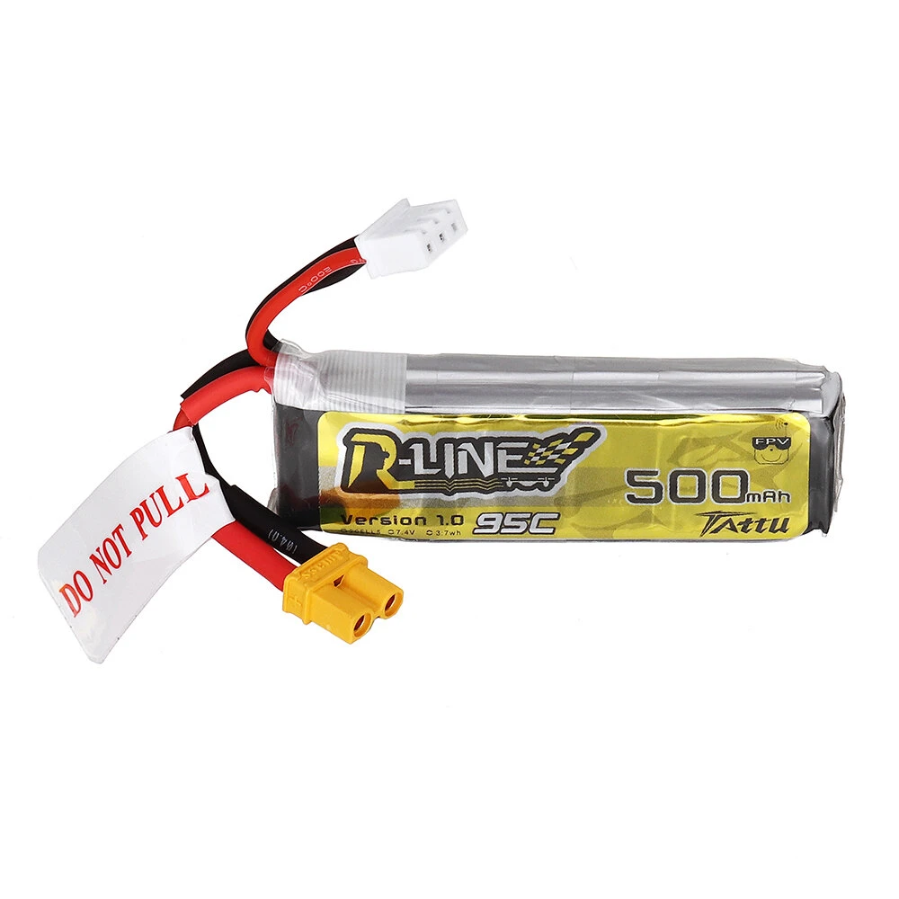 TATTU R-LINE 1.0 7.4V 500mAh 95C 2S Lipo Battery XT30 Plug - Makerfire