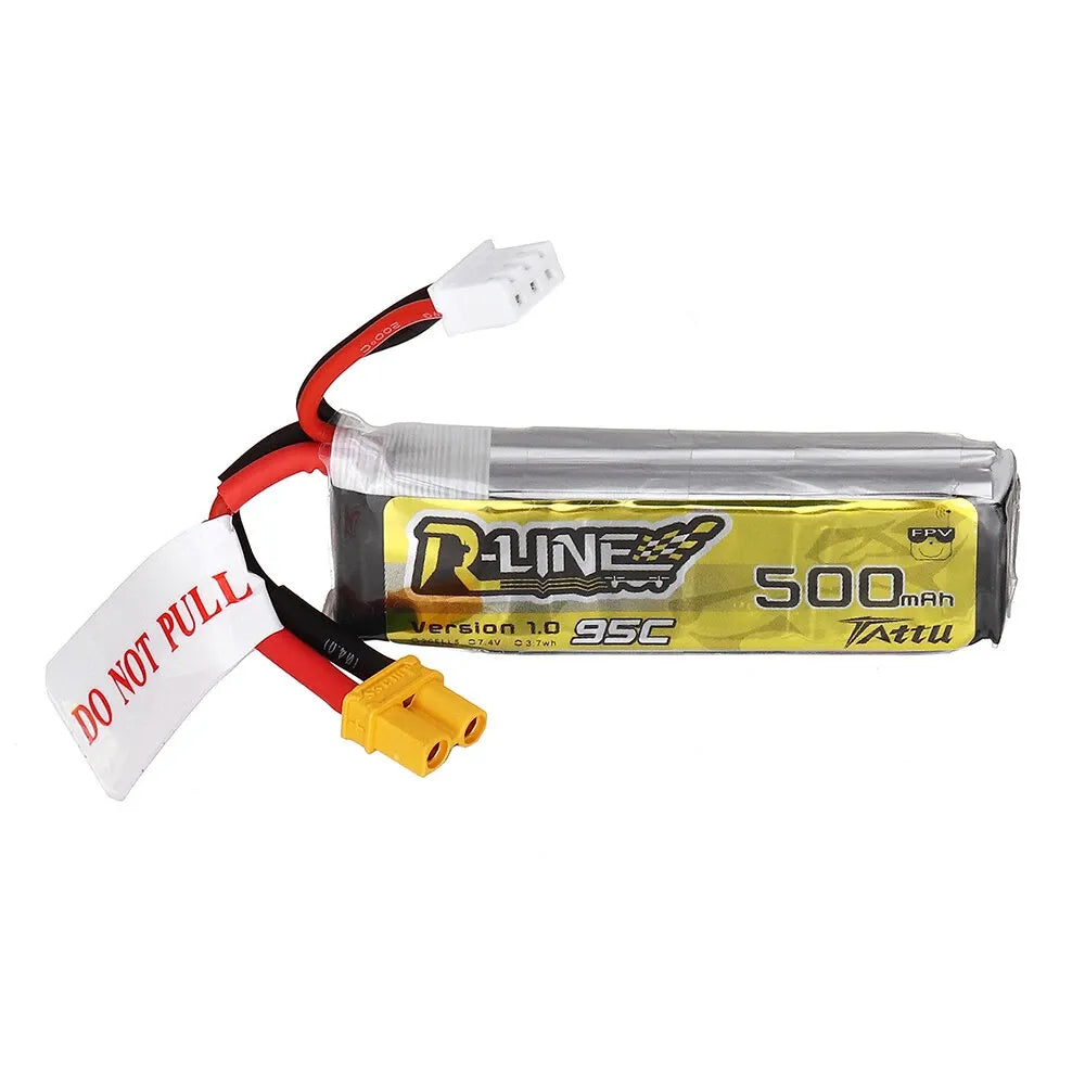 TATTU R-LINE 1.0 7.4V 500mAh 95C 2S Lipo Battery XT30 Plug - Makerfire