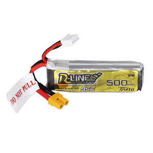 TATTU R-LINE 1.0 7.4V 500mAh 95C 2S Lipo Battery XT30 Plug - Makerfire