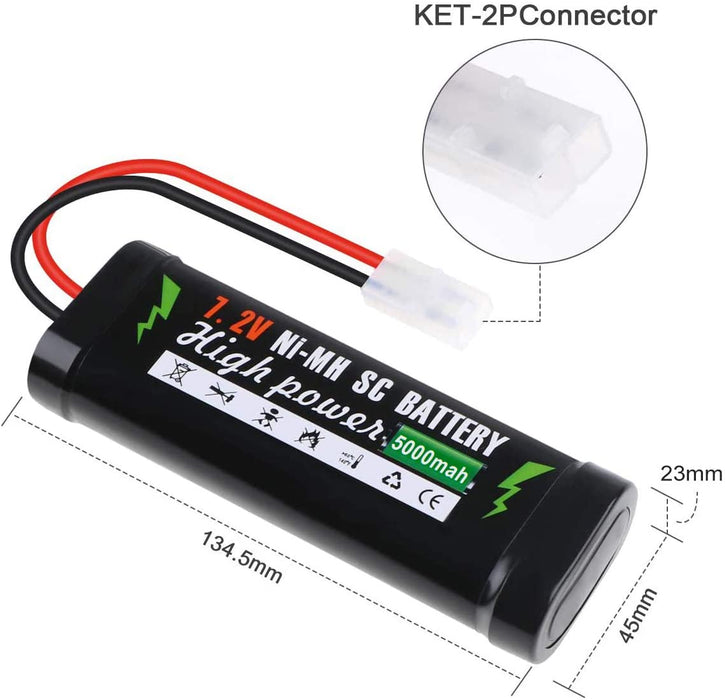 Hootracker 7.2V 5000mAh Ni-MH Battery with KET-2P Connector for RC Car