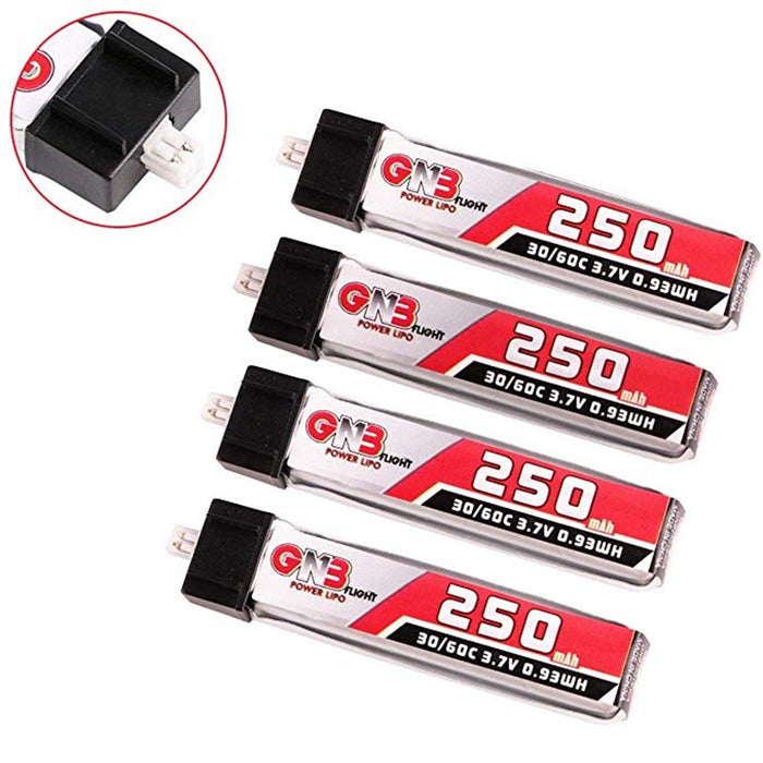 4pcs 250mAh 1S 3.7V 30C Blade Inductrix LiPo Battery Micro JST 1.25 Connector Tiny Whoop