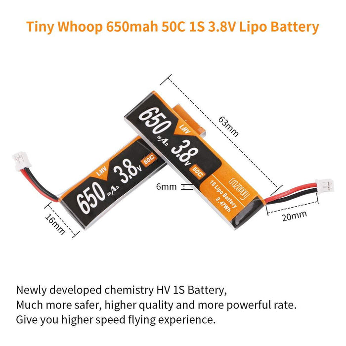 Crazepony 4pcs 650mAh 1S Battery 4.35V HV LiPo Battery JST-PH 2.0