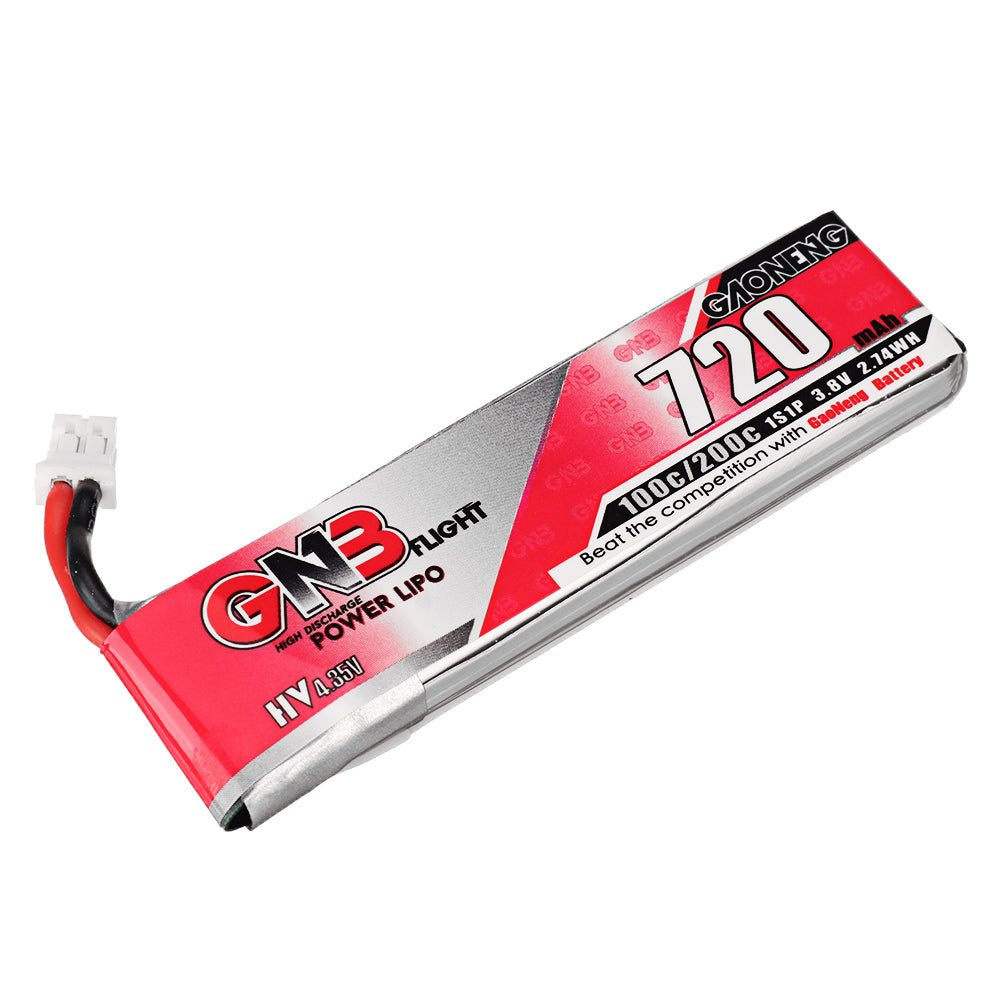 GAONENG GNB 3.8V 720mAh 100C 1S LiPo Battery PH2.0 Plug(Pack of 4) - Makerfire