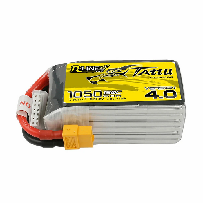Tattu R-Line Version 4.0 V4 22.2V 1050mAh 130C 6S1P Lipo Battery With XT60 Plug for RC Drone