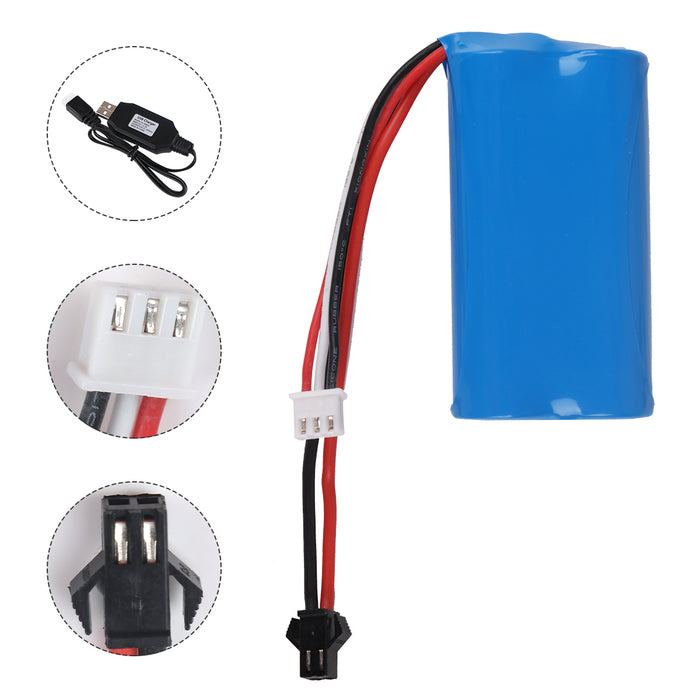 Crazepony 7.4V 1500mAh Battery 15C SM Plug with USB Charger for RC Car Boat Spare Parts Accessories