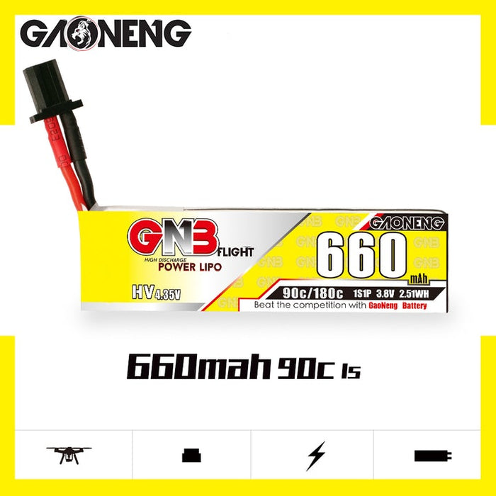 GNB GAONENG 660mAh 1S 3.8V HV 90C Batería LiPo GNB27 (paquete de 4)