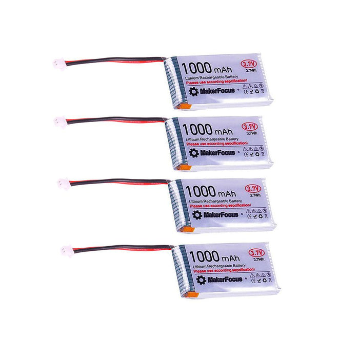 4pcs 802540 3.7V 1000mAh Lithium Rechargeable Battery with PH 1.25 Connector