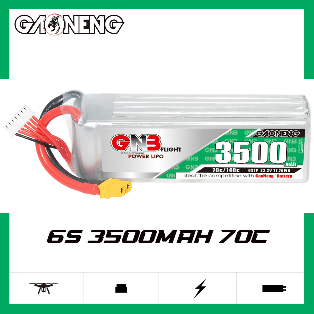 GAONENG GNB 6S 22.2V 3500mAh 70C LiPo Battery XT60 Plug - Makerfire