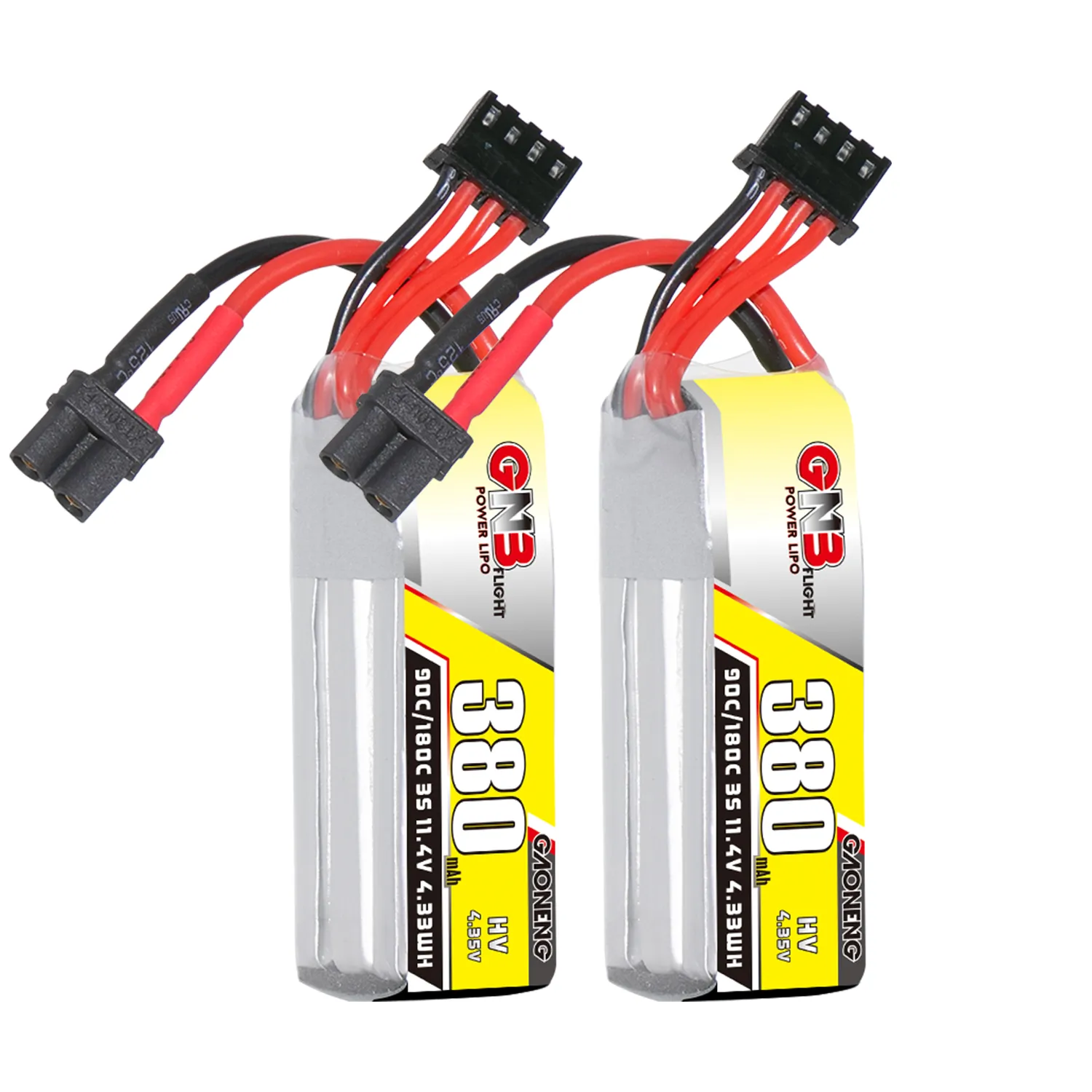 GAONENG GNB LiHV 3S 11.4V 380mAh 90C XT30 LiPo Battery (Pack of 2) - Makerfire