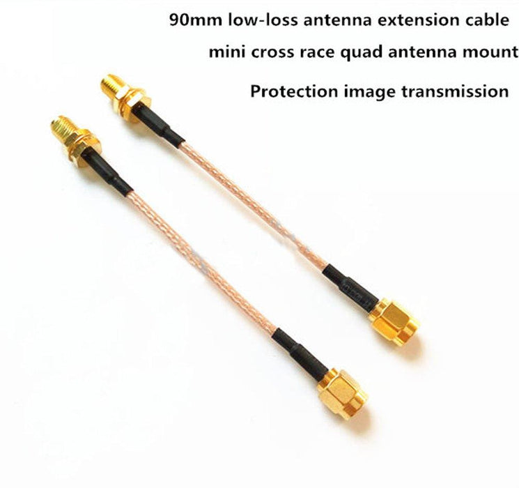 2 uds 90mm FPV Cable de extensión de antena SMA hembra a SMA macho adaptador de antena