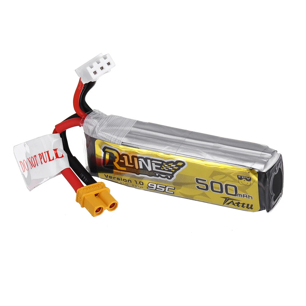 TATTU R-LINE 1.0 7.4V 500mAh 95C 2S Lipo Battery XT30 Plug - Makerfire