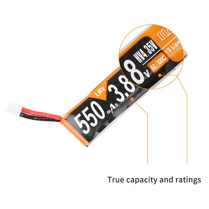 Batería Crazepony 550mah 3.8V 50C HV LiPo PH2.0 Cable de 25 mm (4 piezas)