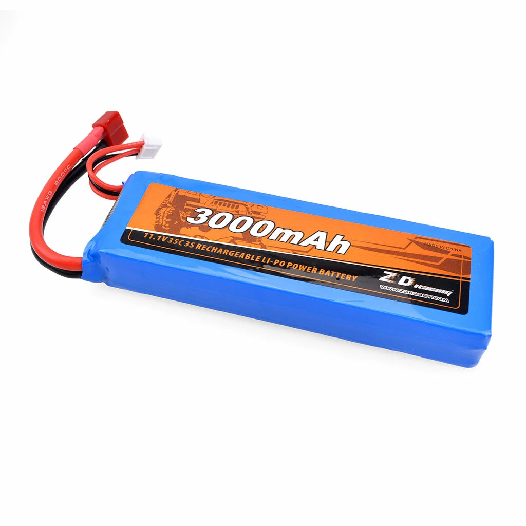 ZD Racing 11.1V 3000mAh 35C 3S Lipo Battery T Plug for 1/10 RC Vehicles Car Models - Makerfire