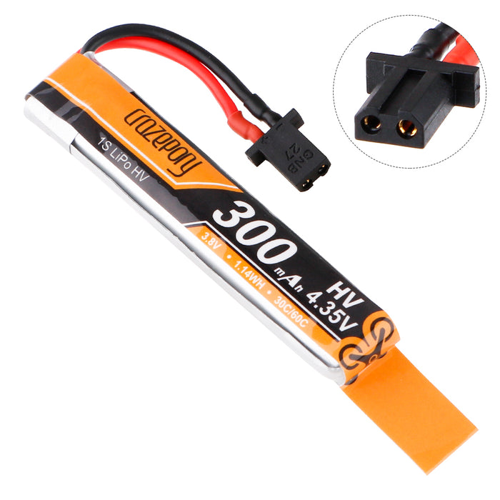 Crazepony 300mAh 1S HV 3.8/4.35V LiPo Battery 30/60C with GNB27 Power Connector (Pack of 4)