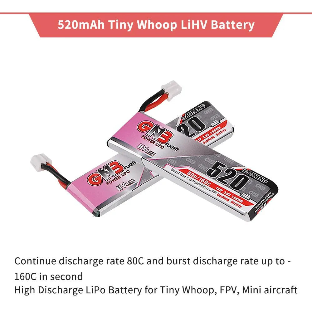 4pcs 520mAh 1S 3.8V LiPo Battery 80C HV LiHv Battery JST-PH 2.0 - Makerfire