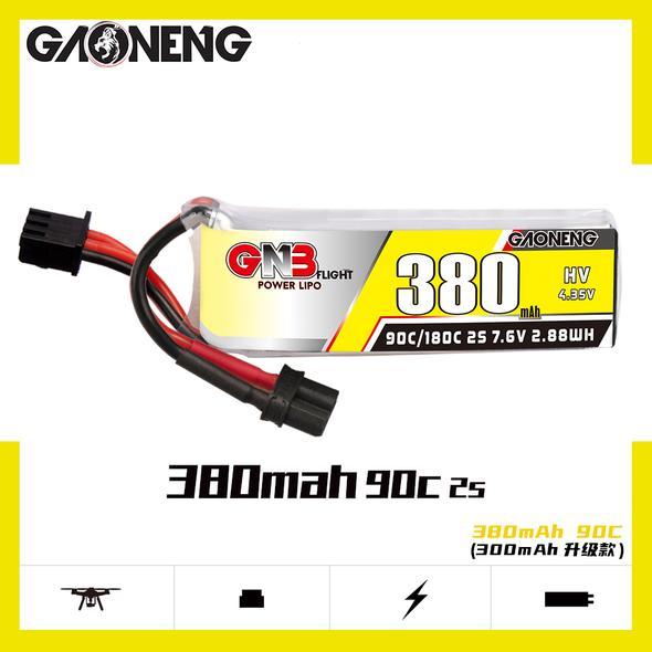 GAONENG GNB 380MAH 2S 7.6V 90C/180C HV Batería Lipo XT30 Enchufe (paquete de 2)