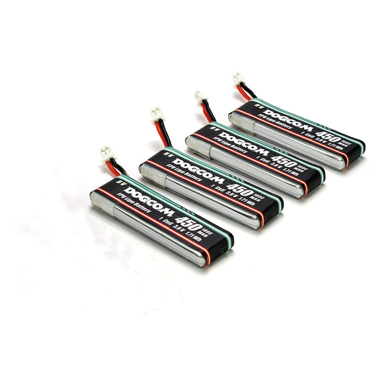 DOGCOM 450mAh 100C 1S 3.8V FPV lipo Battery BT2.0/PH2.0(Pack of 4) - Makerfire