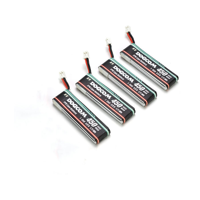 DOGCOM 450mAh 100C 1S 3.8V FPV lipo Batería BT2.0/PH2.0 (Paquete de 4)