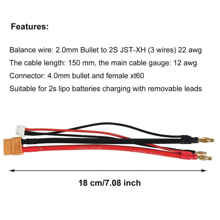 2pcs Female XT60 to 4.0mm Bullet Banana Connector