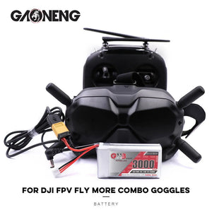 GAONENG 3000mAh 2S LiPo Battery 7.4V 5C with XT60 Plug DC 5.5*2.1mm for Fat Shark Glasses HD Goggles - Makerfire