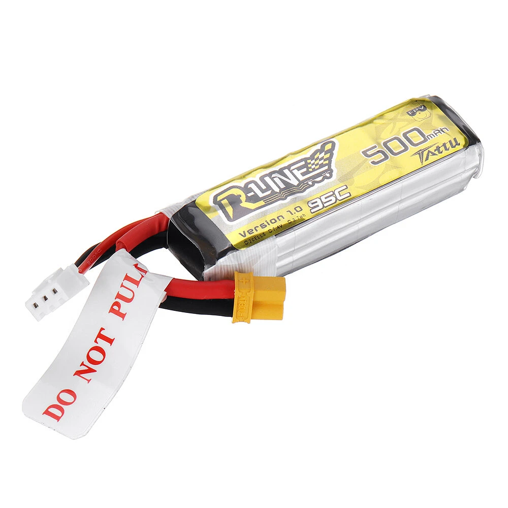 TATTU R-LINE 1.0 7.4V 500mAh 95C 2S Lipo Battery XT30 Plug - Makerfire