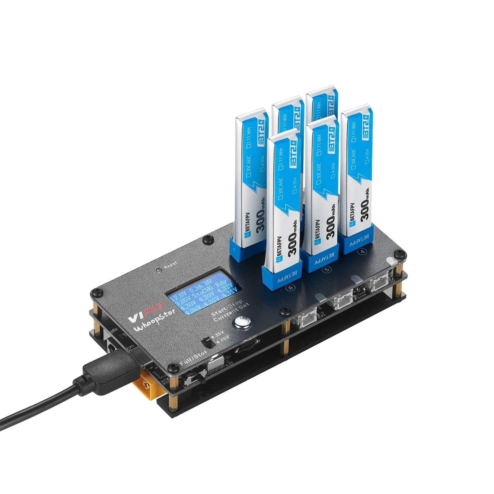 VIFLY Whoopstor V2 1S LiPo/LiHV 6 Channel DC/USB-C Battery Charger and Discharger Compatible w/BT2.0 And PH2.0 - Makerfire