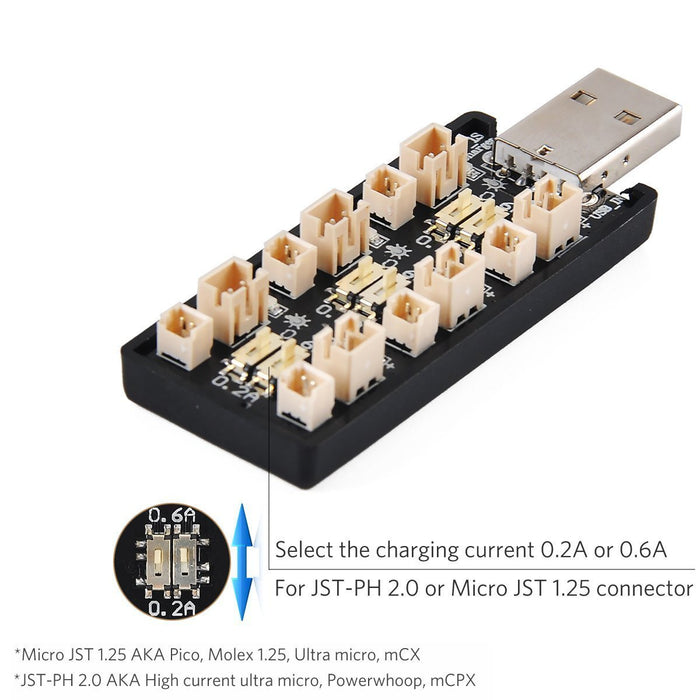 Crazepony Upgrade 1S LiPo Battery USB 3.8V/4.35V Charger 6 Channel 1S LiHV Charger