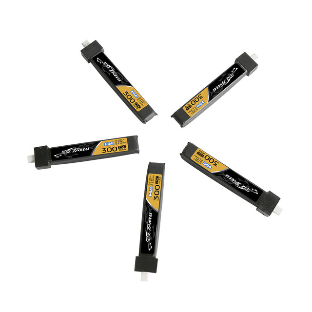 Paquete de batería Lipo Tattu 300mAh 3.8V de alto voltaje 75C 1S1P con enchufe BT 2.0 (5 piezas)