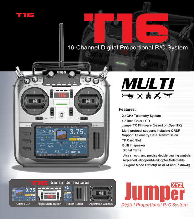 Jumper T16 Transmisor de radio multiprotocolo de código abierto JumperTX