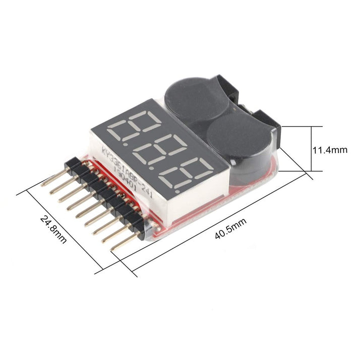 4pcs 1s-8s Lipo Battery Tester, RC Lipo Battery Low Voltage Alarm Buzzer Indicator Checker with LED