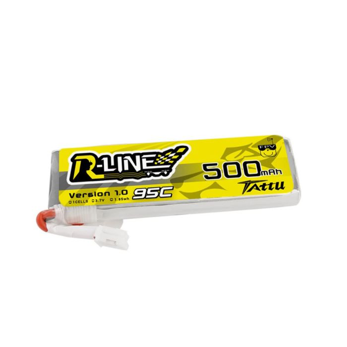 Paquete de batería Lipo Tattu 500mAh 3.7V 95C 1S1P con enchufe JST-PHR (paquete de 2)