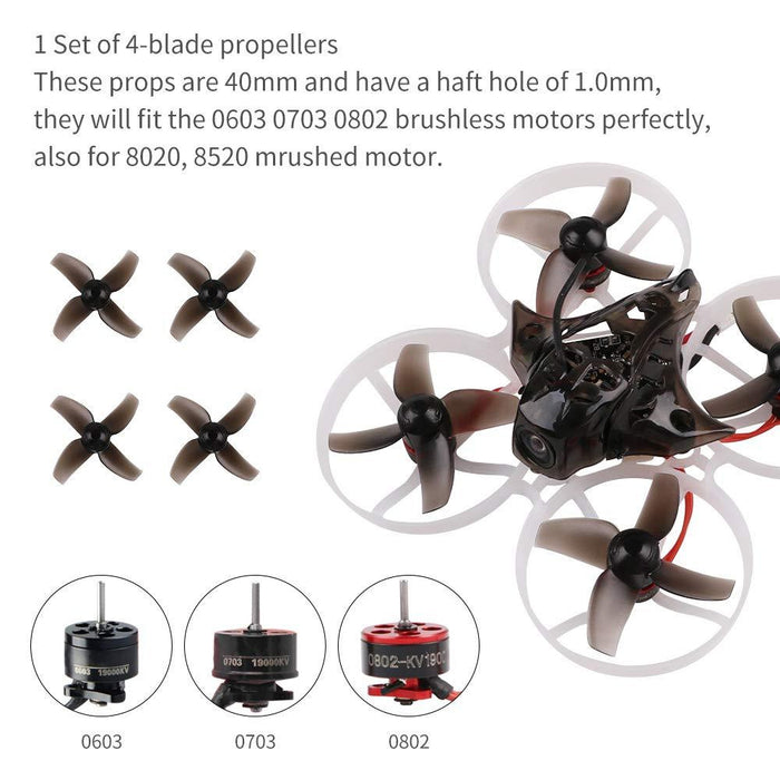 75mm Brushless Whoop Frame with Canopy and 40mm 4-Blade Props Black for Mobula7