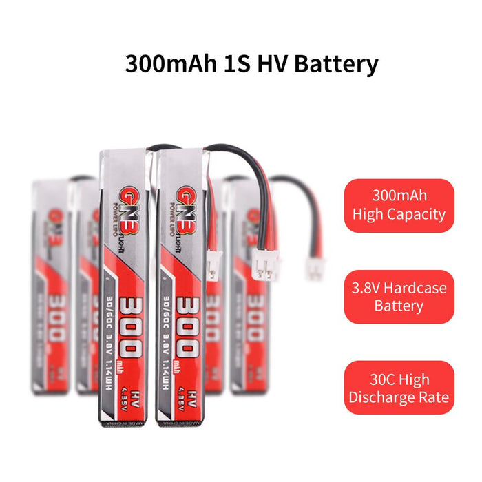 GNB 300mAh HV 1S Lipo Battery FPV Battery 30C 3.8V with JST-PH 2.0 Powerwhoop Connector (Pack of 6)
