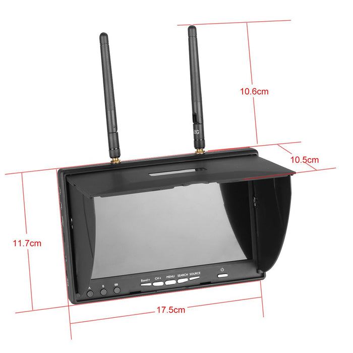 LCD5802D 5802 5.8G 40CH 7 Inch FPV Monitor with DVR Built-in 7.4v 2000mAh Battery - Makerfire