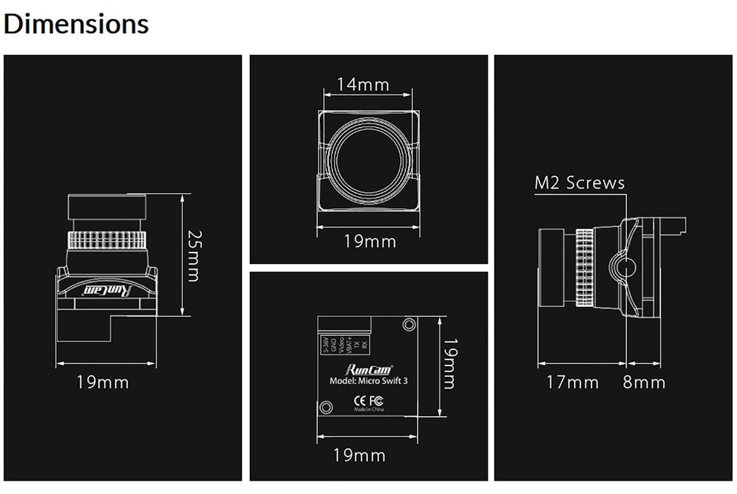 Runcam Micro Swift 3 FPV Camera 600TVL 2.1MM FOV165 Degrees M12 Lens NTSC CCD Camera