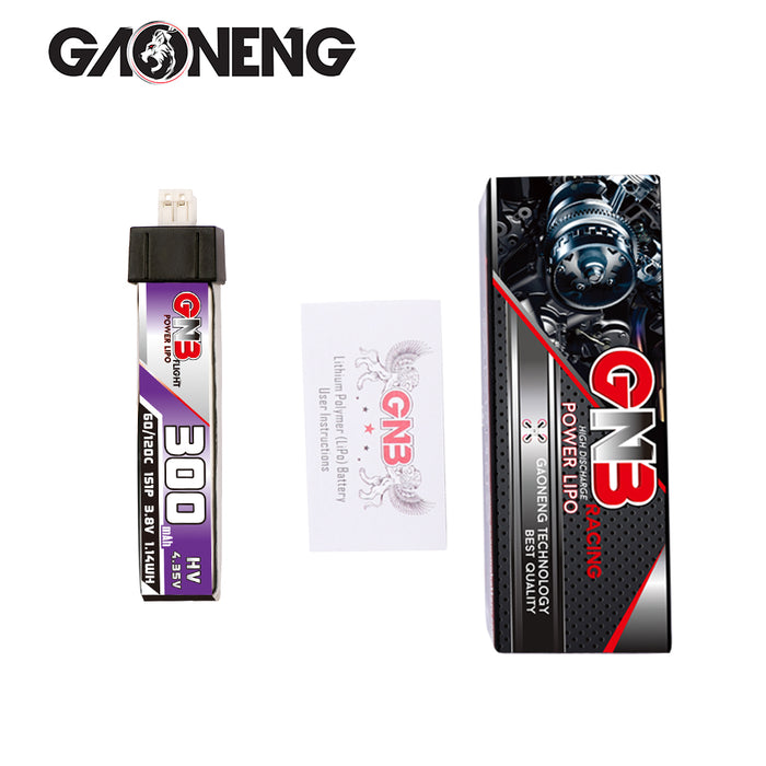GNB/GAONENG 300mAh 1S 3.8V HV 60C Batería con conector PH2.0 de cubierta de cabeza (paquete de 6)