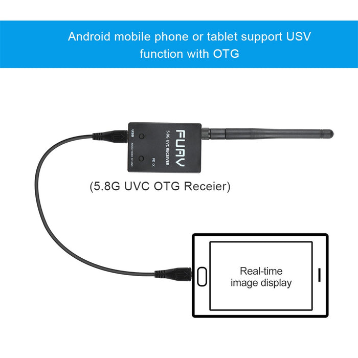 FPV Receiver 5.8G 150CH OTG Receiver UVC Video VTX 5dBi SMA for Android Smart Phone PC Monitor 
