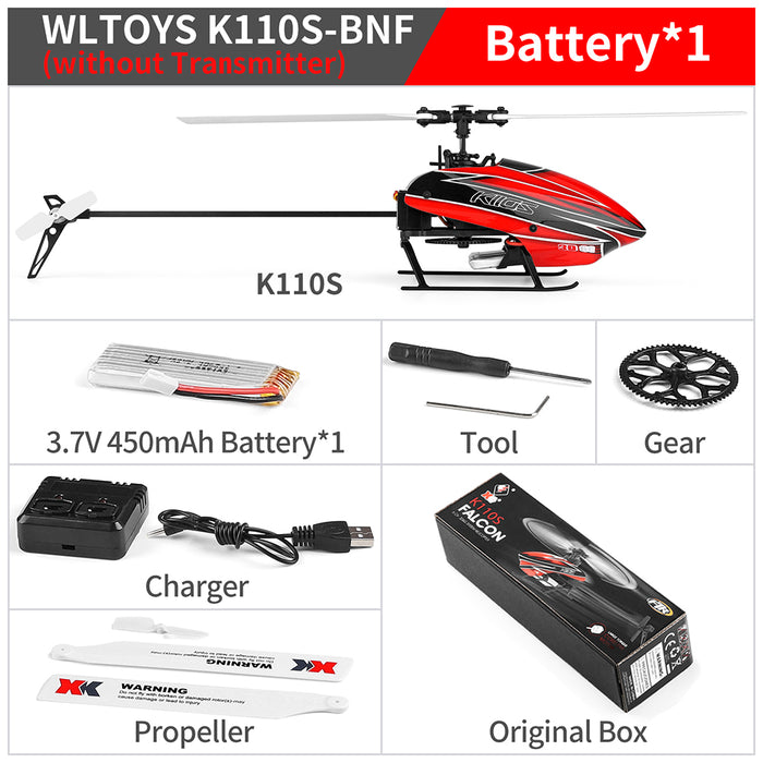 WLtoys XK K110S 6CH 3D 6G sistema de juguetes de Control remoto Motor sin escobillas 2,4G RC helicóptero BNF/RTF Compatible con Futaba S-FHSS