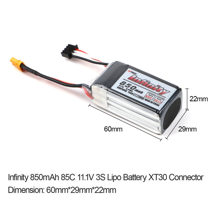 Infinity 850mAh LiPo Battery Graphene LiPo 85C 3S 11.1V XT30 Connector for FPV Racing Drone