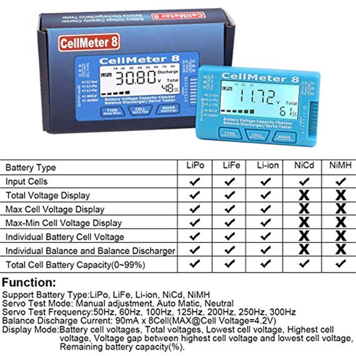 Digital RC Battery Capacity Tester Battery Voltage Checker Balance Discharge Servo Tester 