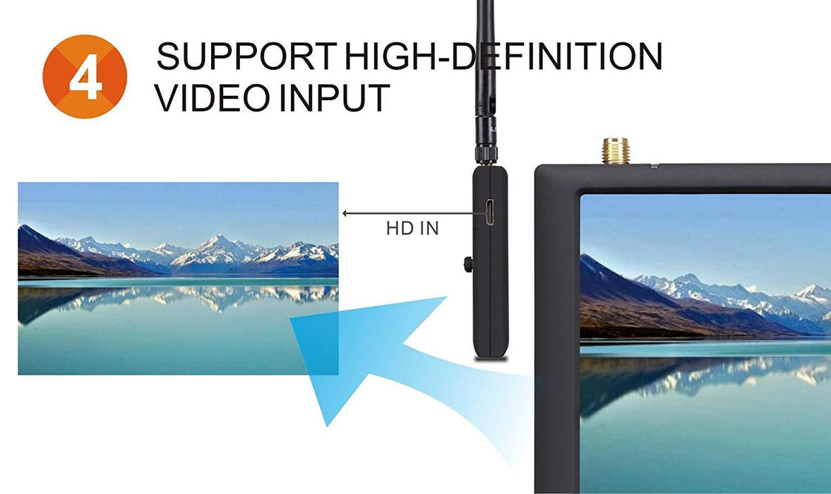 Monitor FPV FX508 5 pulgadas 5.8G 40CH HD TFT AV Monitor receptor de diversidad con pantalla LCD DVR