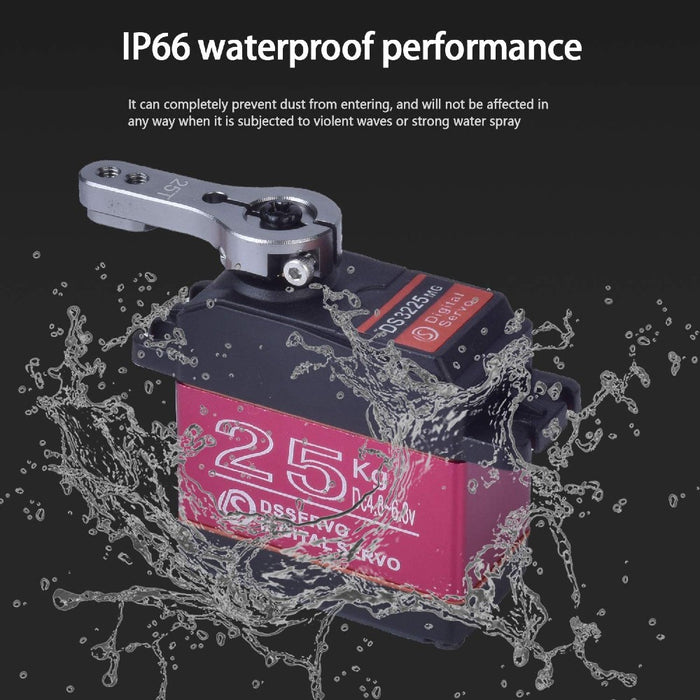 25KG Digital Servo Full Metal Gear High Torque Waterproof for RC Car Crawler Robot Control Angle 180°