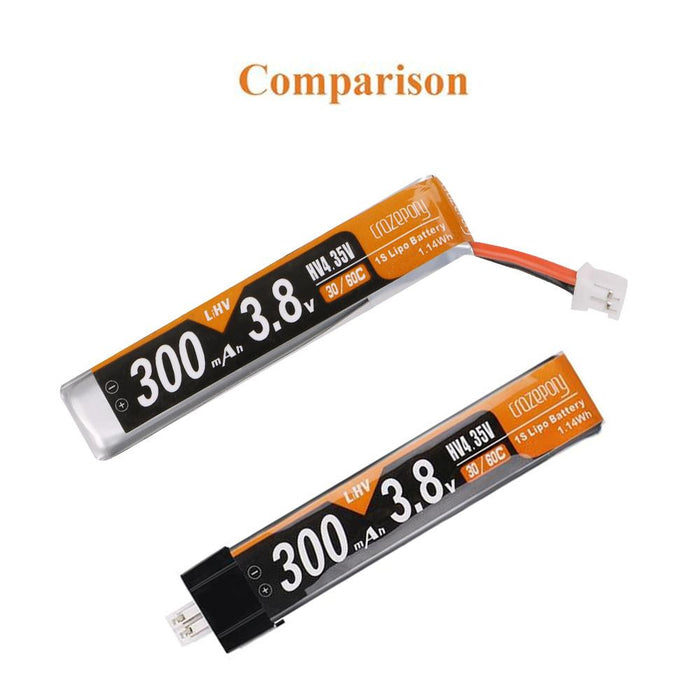 Crazepony 6pcs 300mah 1S HV 3.8V Lipo Batería 30C JST-PH 2.0 25mm Cable