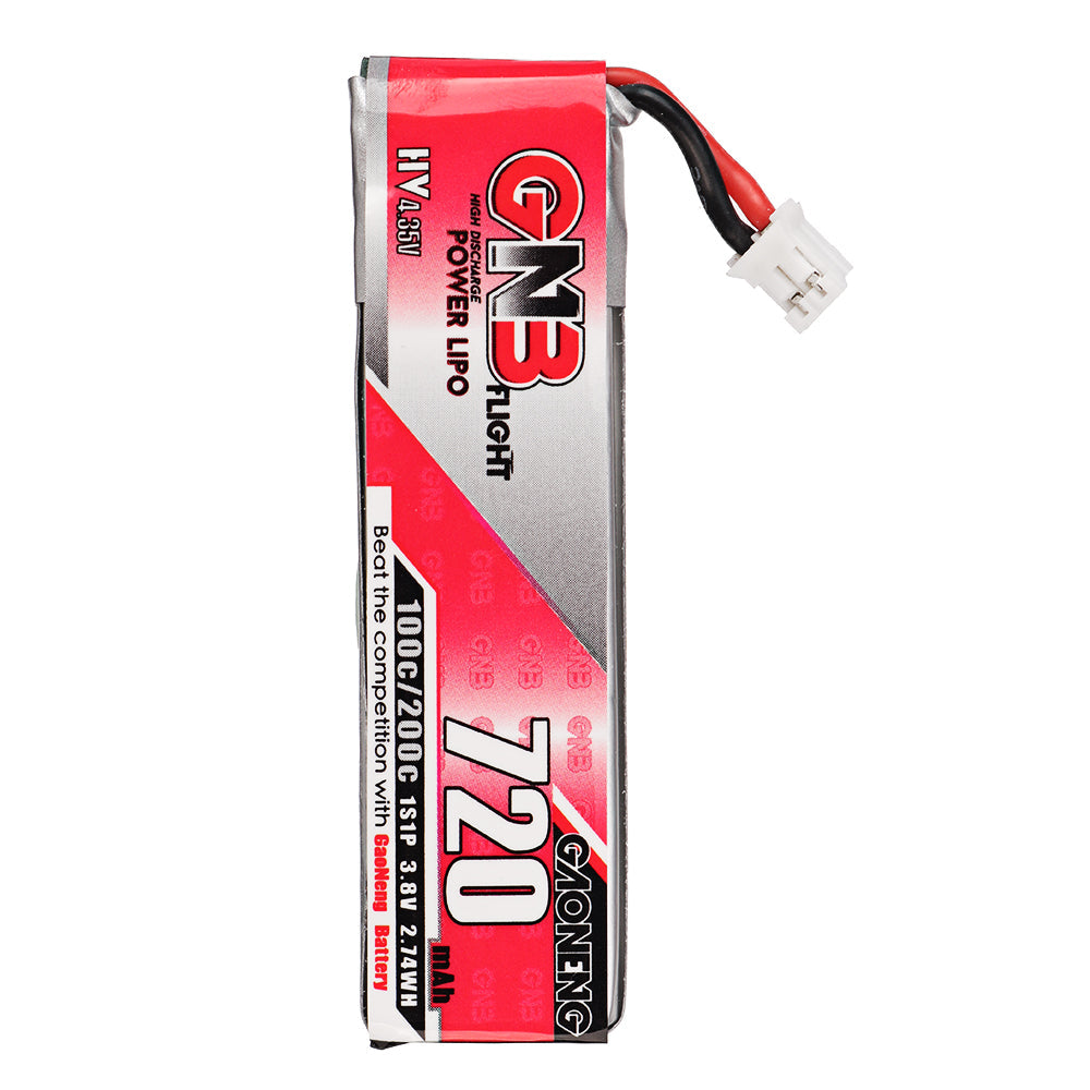 GAONENG GNB 3.8V 720mAh 100C 1S LiPo Battery PH2.0 Plug(Pack of 4) - Makerfire