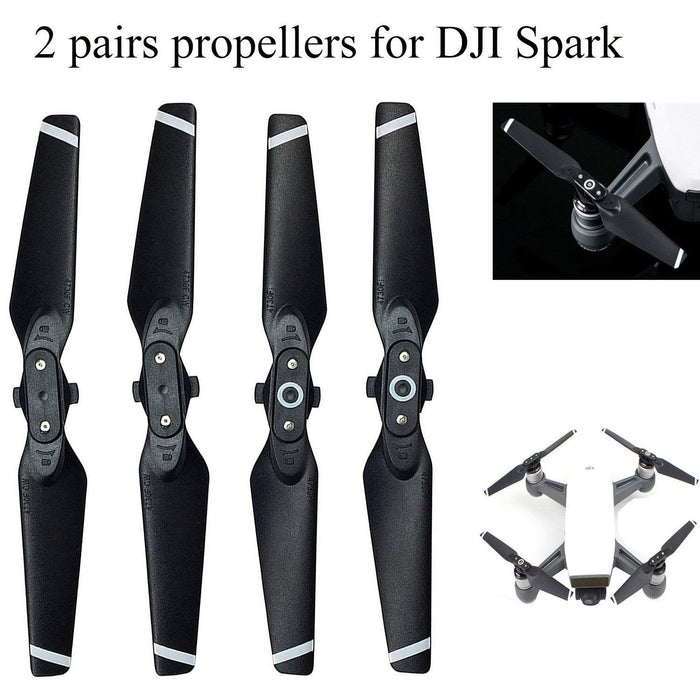 2 pares de hélices de liberación rápida, hélices plegables para DJI Spark Black con White Streak