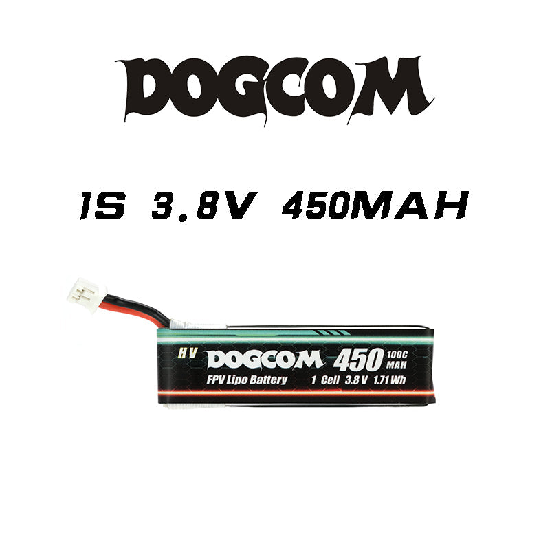 DOGCOM 450mAh 100C 1S 3.8V FPV lipo Battery BT2.0/PH2.0(Pack of 4) - Makerfire