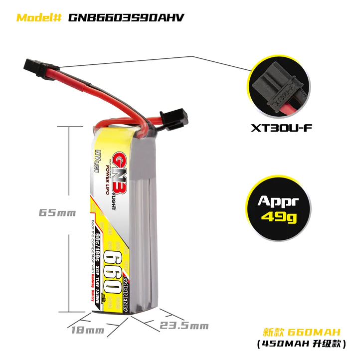 GAONENG GNB 660mAh 11.4V 3S 90C HV Lipo Battery - XT30 Plug(Pack of 2) - Makerfire