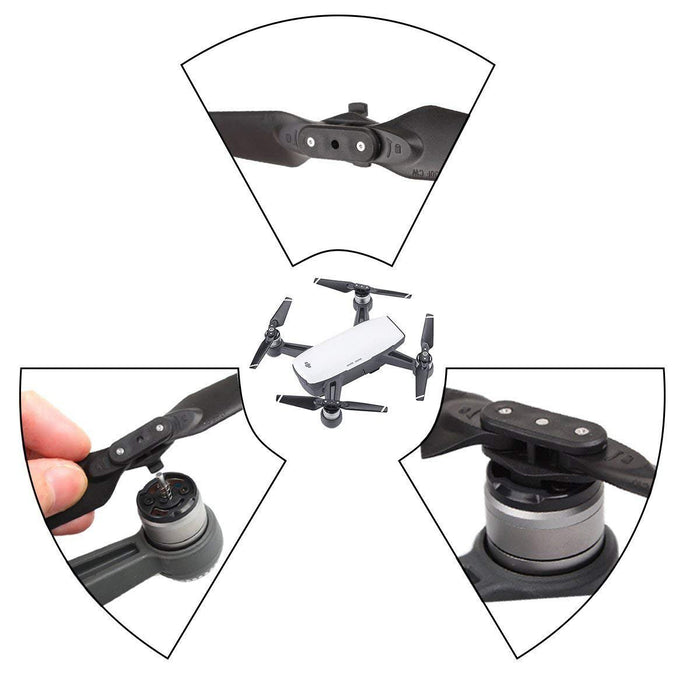 2 Pairs Propellers Quick Release Props Foldable Propellers for DJI Spark Black with White Streak