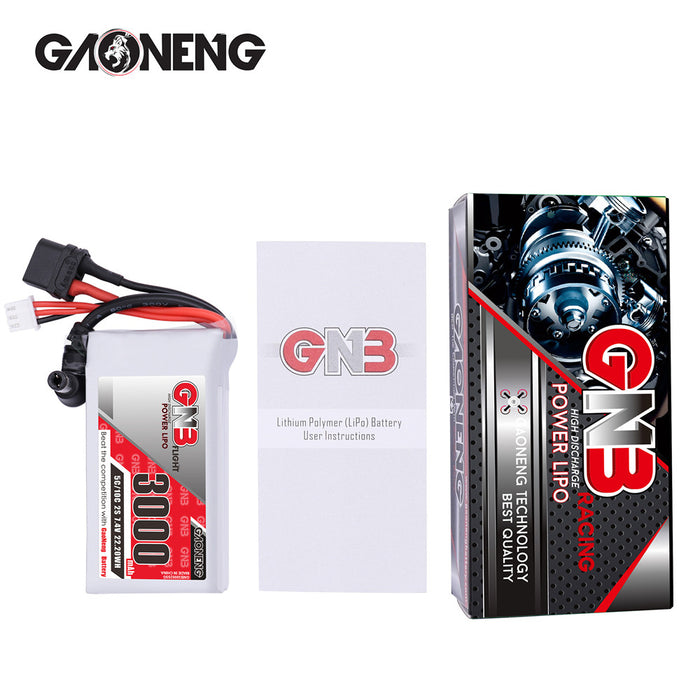 GAONENG 3000mAh 2S LiPo Battery 7.4V 5C with XT60 Plug DC 5.5*2.1mm for Fat Shark Glasses HD Goggles - Makerfire